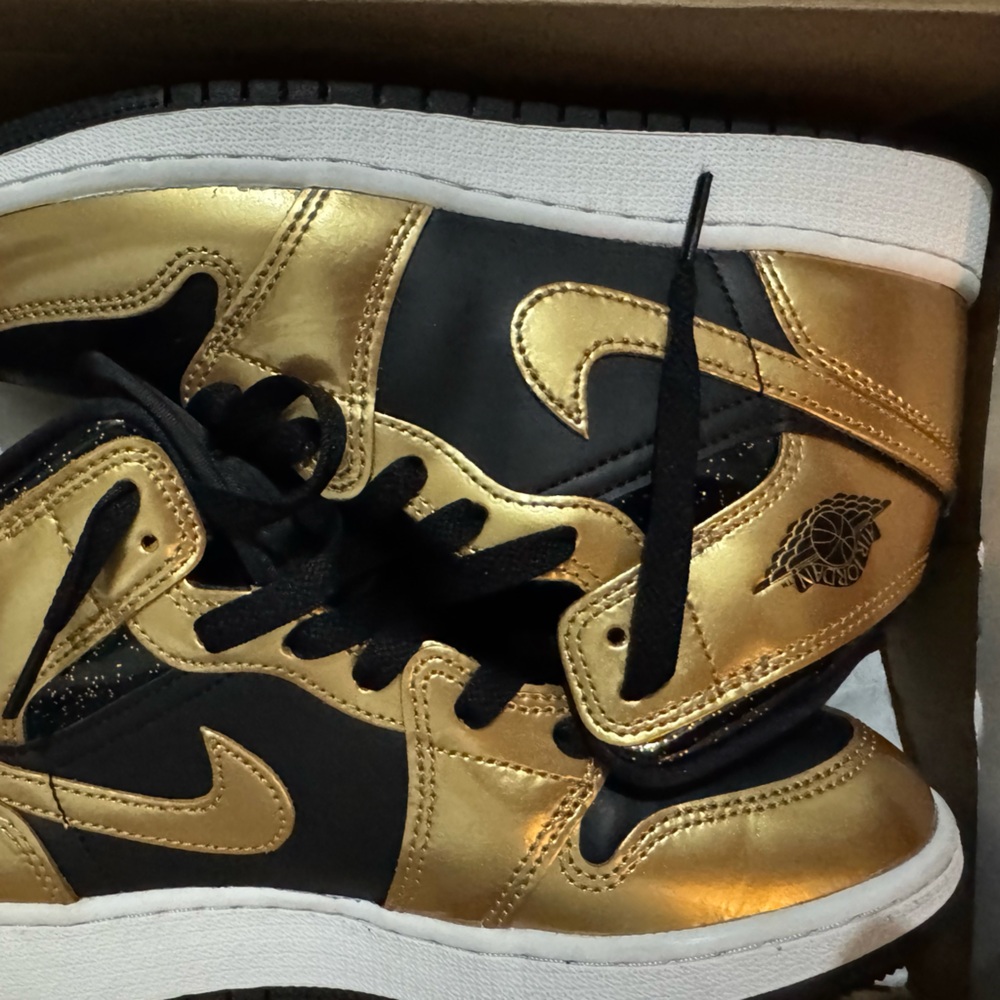 Stylish Black and Gold Kids Sneakers